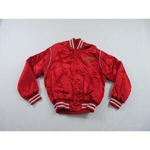 Seagrams 7 Liquor Red Satin Insulated Bomber Jacket Sz M 1980s